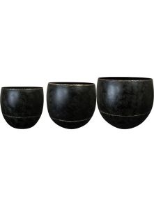Belia, Pot Vintage Black (set van 3), diam: 38cm, H: 33cm