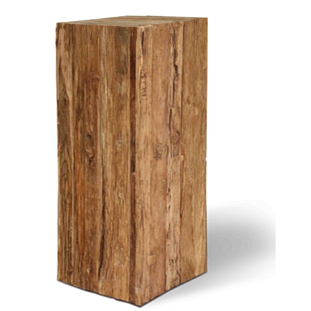 Punt terwijl Mangel Teak houten zuil, L: 40cm, B: 40cm, H: 80cm | Plantenman.nl