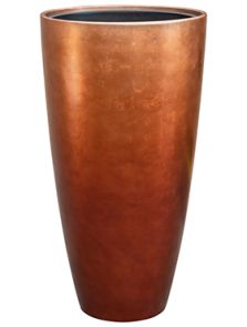 Baq Metallic Silver leaf, Partner matt copper (met inzetbak), diam: 49cm, H: 90cm