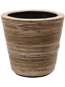 Drypot Rattan Stripe, Round Grey, diam: 43cm, H: 41cm