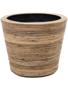 Drypot Rattan Stripe, Round grey, diam: 53cm, H: 44cm