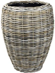 Drypot Rattan, Vase grey, diam: 48cm, H: 62cm